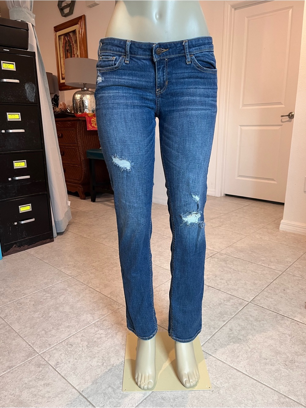 Hollister Distressed Blue Straight-Leg Jeans